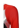 thumbnail image 6 of iEFiEL Womens Glitter Rhinestone Gymnastics Leotard Long Sleeve Color Contrast Figure Ice Skating Bodysuit Red S, 6 of 7