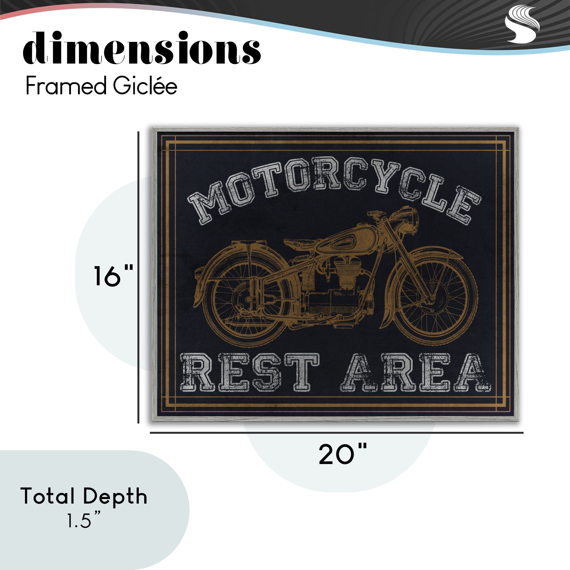 Stupell Industries Motorcycle Rest Area Gray Framed Giclee Art, design by Marcus Prime