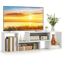 CZMJY 2 Pieces L-Shaped TV Stand, Free-Combination Entertainment Center for TVs up to 55 Inch, Modern TV Media Console Table with 4 Open Cubes, DIY Bookcase Shelf for Living Room (White, 2 pcs)