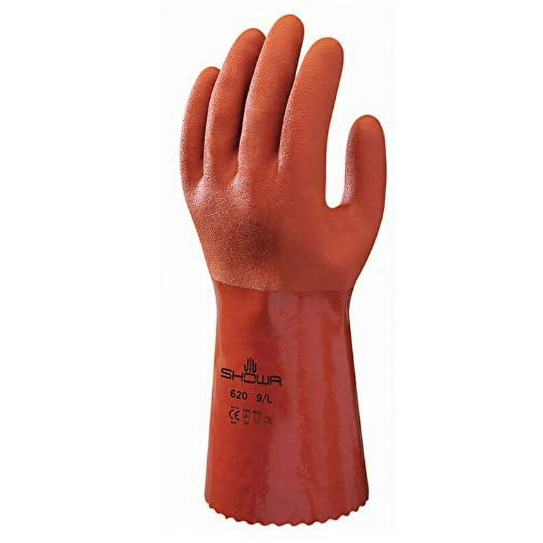 Showa Atlas X-Large Orange Pvc Seamless Cotton Gloves