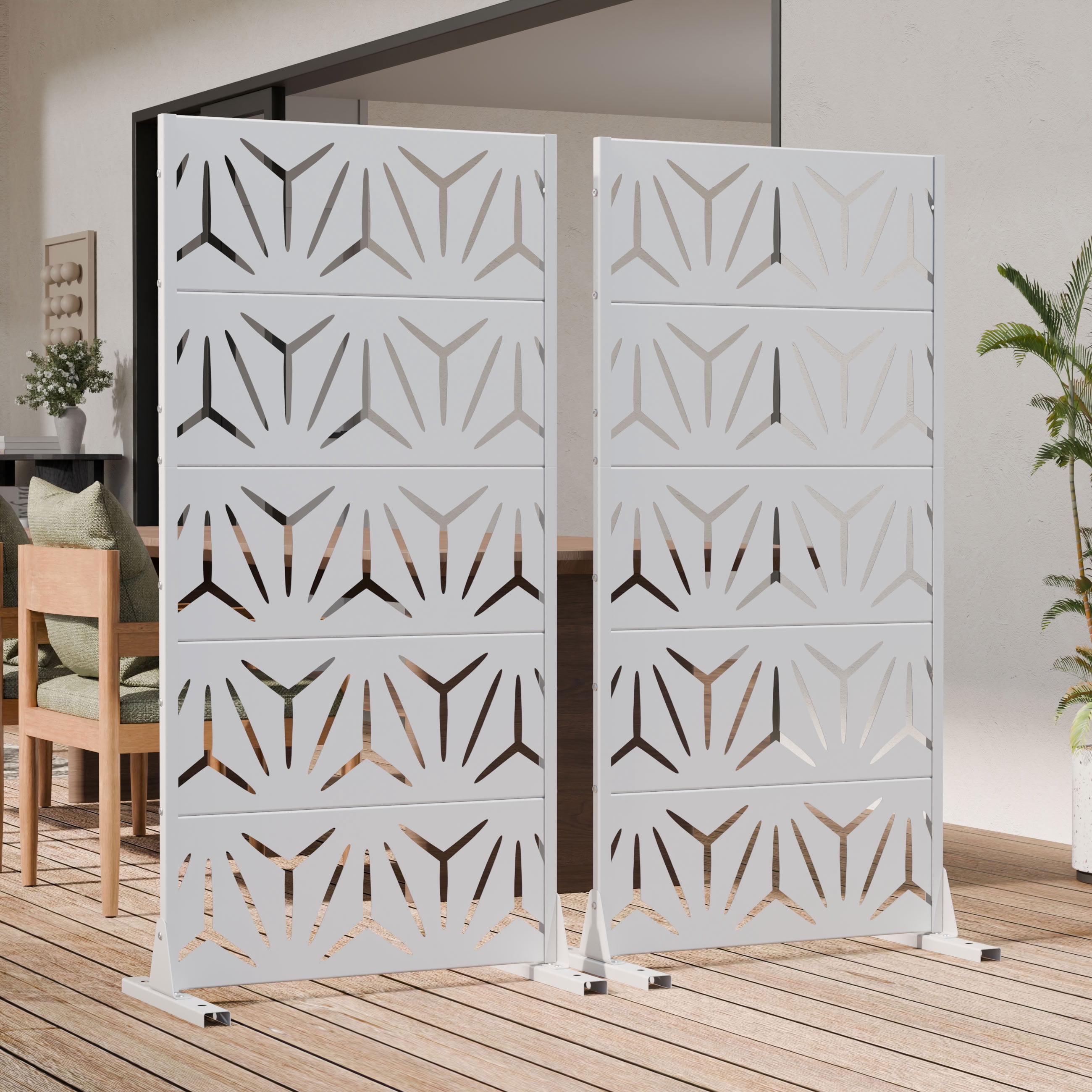 MAYEERTY 5 Panels Metal Outdoor Privacy Screen Garden Divider Patio Backyard Decorative Privacy Fence Panel, 59×29.5×15.7in
