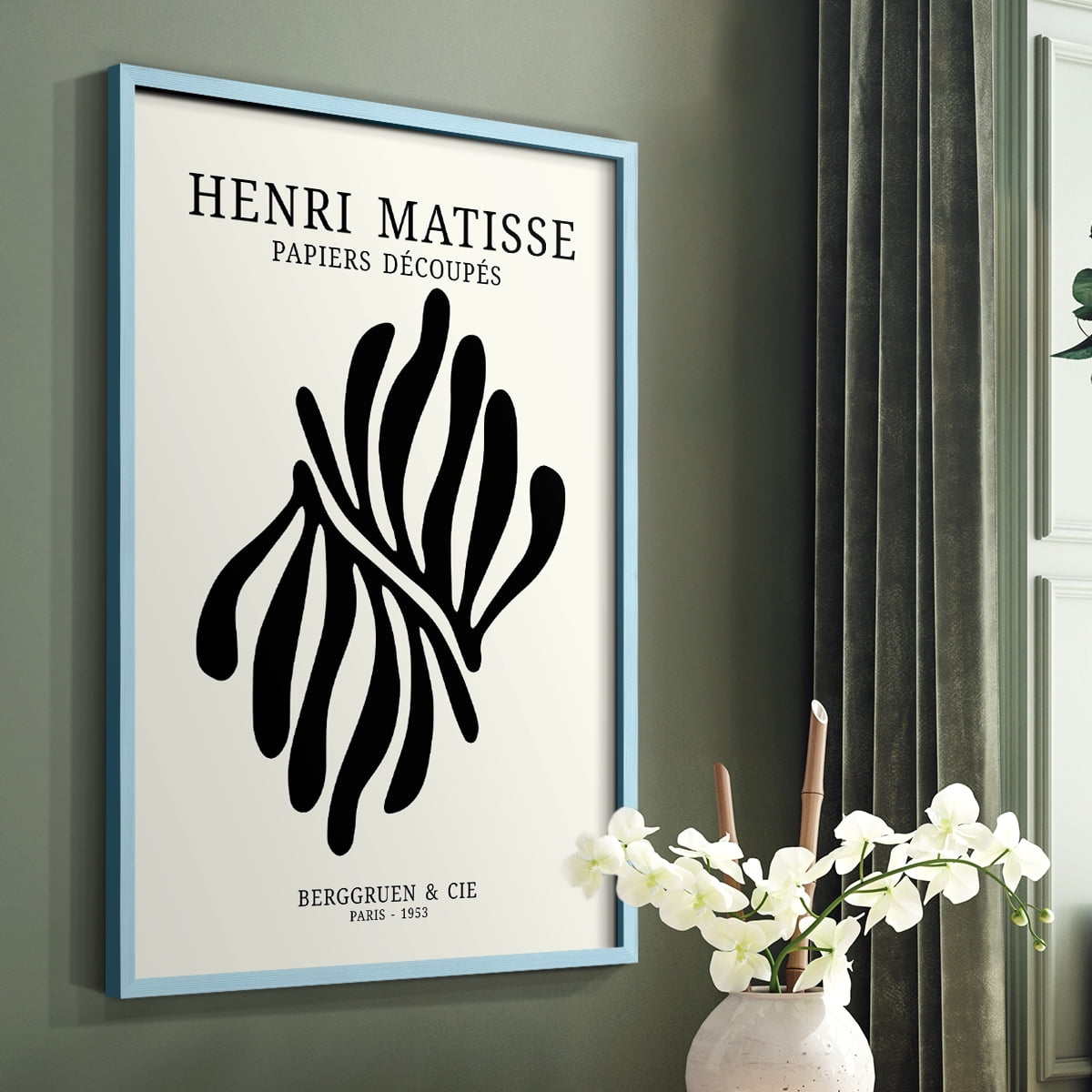 Matisse CDIX in Blue Solid Wood Framed Print No Nail Hanging
