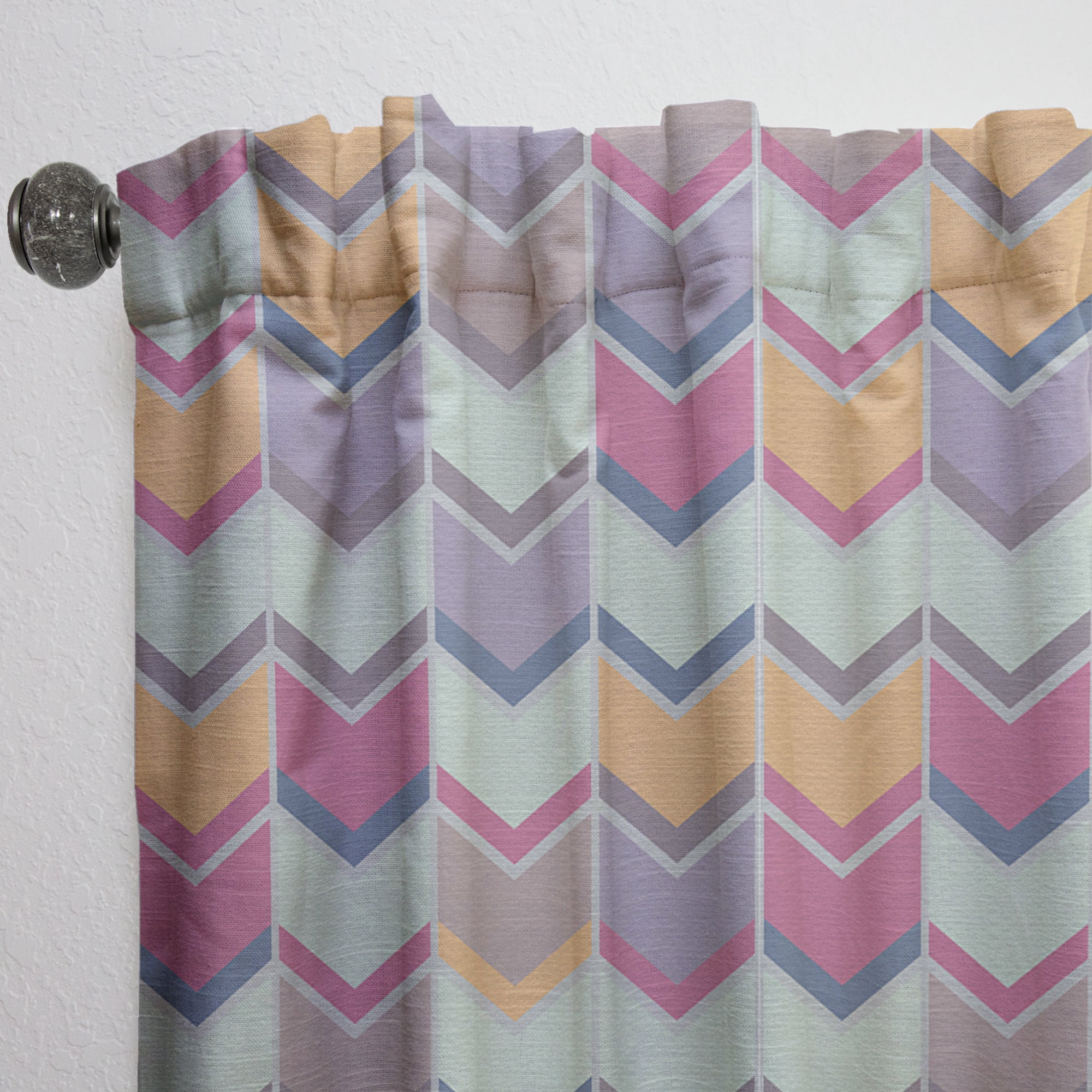 Designart 'Abstract Retro Geometrical Design Pattern X' Mid-Century Modern Curtain Panel