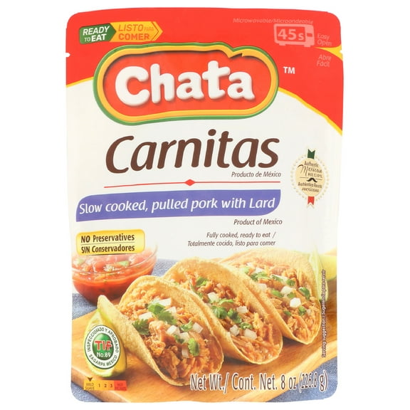 Pack of 12 Chata Entree Carnitas Pouch 8 oz