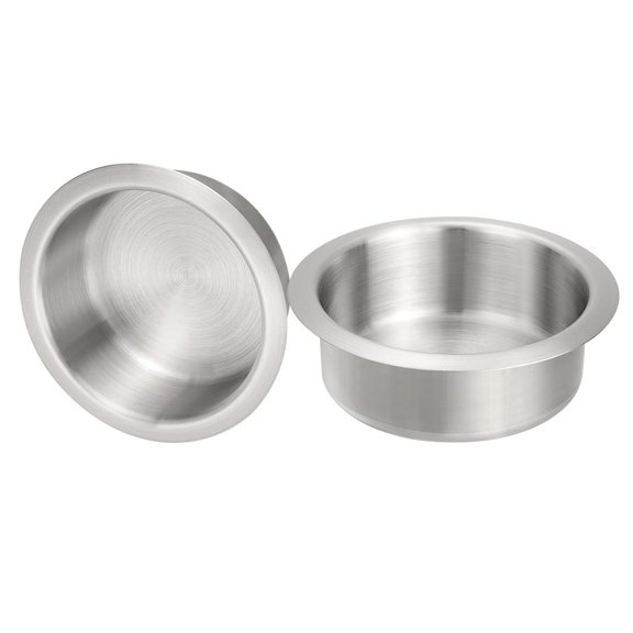 Uxcell 2 Pcs 201 Stainless Steel Drop-in Cup, 1.6" x 4.6" Drink Can Holder Poker Table Cup Holder Insert, Silver