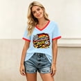 thumbnail image 5 of Women's Football Graphic T-Shirt, Women's V-Neck Short Sleeve Letter Print T-Shirt for Casual Summer for Soccer Tournament 2026 Blue Size: M, 5 of 5