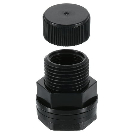 Uxcell Bulkhead Fitting with Plug, 1/2" NPT x 3/4" GHT Bulkhead Connector, Black