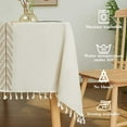 thumbnail image 4 of Granjero Gordo Mantel de cocina rústico de estilo rústico, de algodón y lino, rectangular, color beige, hoja de vino, 140 x 260 cm., 4 of 5