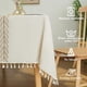 thumbnail image 4 of Xiao Hua Mantel para mesa de comedor, estilo rústico de granja, para cocina, mesa de centro, de algodón y lino, rectangular, color beige, 140 x 260 cm, 4 of 5