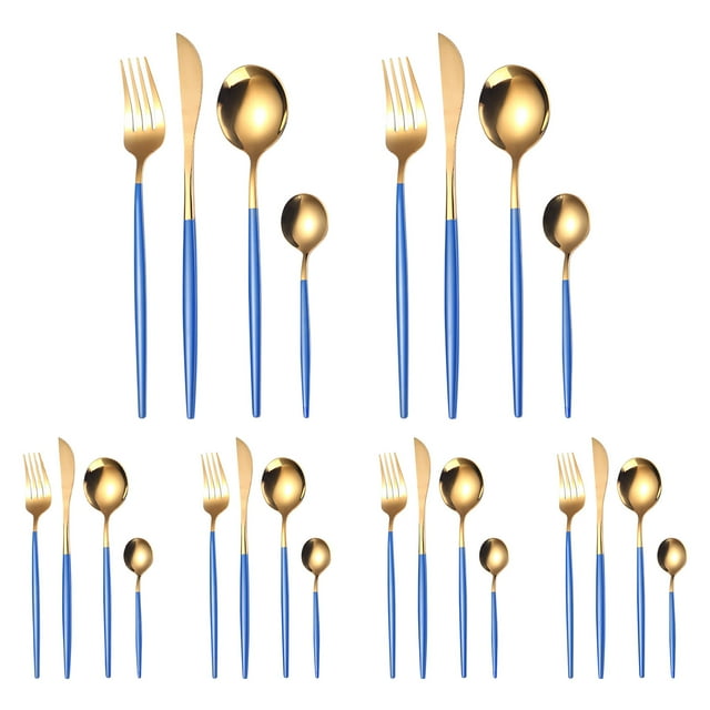 Binmer 24 Piece Stainless Steel Cutlery Set For 6 People Including Spoon Knife And Fork Polish - Tableware Set Clearance
