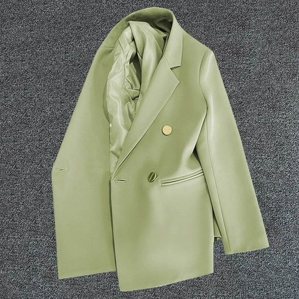 Blazer de mujer, moda informal, color liso, bolsillo, cuello vuelto, blusa de manga larga, blazer, blusa de dacrón para mujer