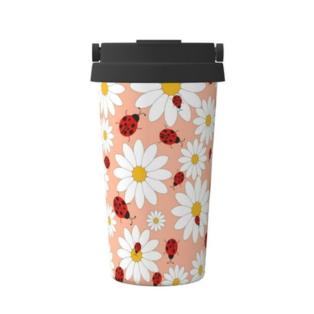 

Junzan Daisy and Ladybug for Stainless Steel Vacuum Insulated Tumbler - Reusable Insulated Cold Brew Iced Coffee Cup Thermos -Gifts for Women Men Him Her