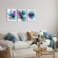 thumbnail image 3 of Hieng Rustic Wildflower Canvas Wall Art Abstract Purple and Teal Flower Petals Gold Graffiti Wall Decor Vintage Botanical Painting Pictures Modern Artwork for Kitchen Living Room(only canvas), 3 of 6