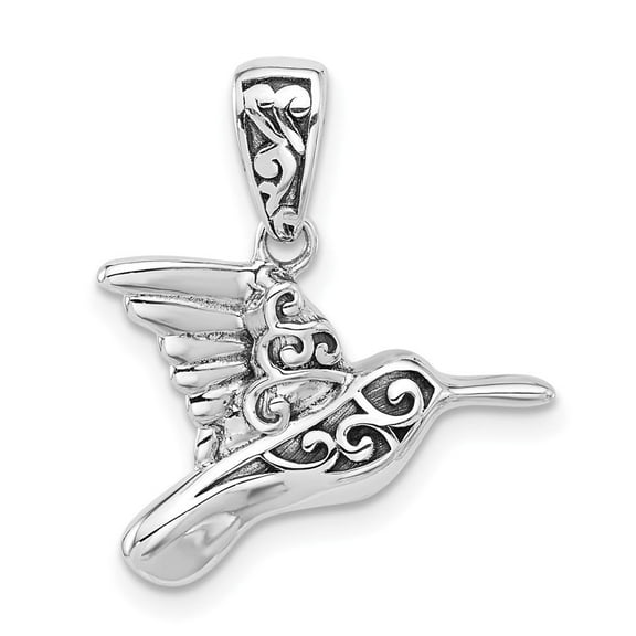 Auriga Fine Jewelry 925 Sterling Silver Oxidized Hummingbird Pendant for Women