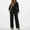 Black, variant on Women Casual Jumpsuits Loose Fit Belted Dressy Long Sleeve Crewneck Autumn Jumpsuit Long Wide Legs Formal Rompers Wrap Jumpsuit Ladies Pants Suits for Wedding Womens Jumpsuit Long Sleeve Body Suit