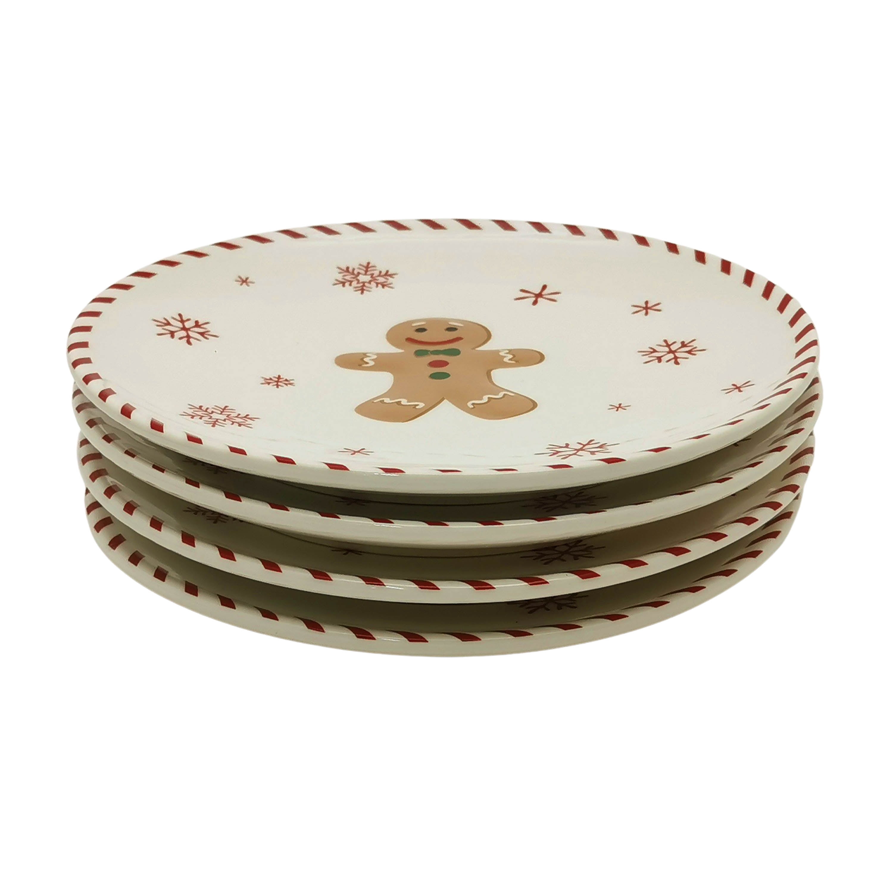 Holiday Time Multicolor Ceramic 4 Pack Icon Appetizer Plates