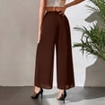 thumbnail image 3 of Women's Chiffon Capris Wide Leg Palazzo Pants Flowy Casual Beach Party Dress Trouser Brown XL, 3 of 5