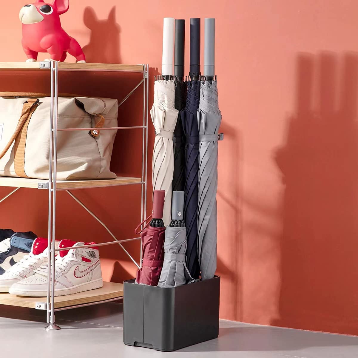 Umbrella Stand Rack Holder With Drip Tray For Entryway Corner Space Saving Organizer Home Office Decor Stored 10 (black)