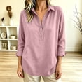 thumbnail image 5 of Vivianyo HD Women's Collared Half Button Popover Blouse, Fall Solid Long Sleeve Shirt for Women, Women's Pink, Sizes S-3XL, 5 of 5