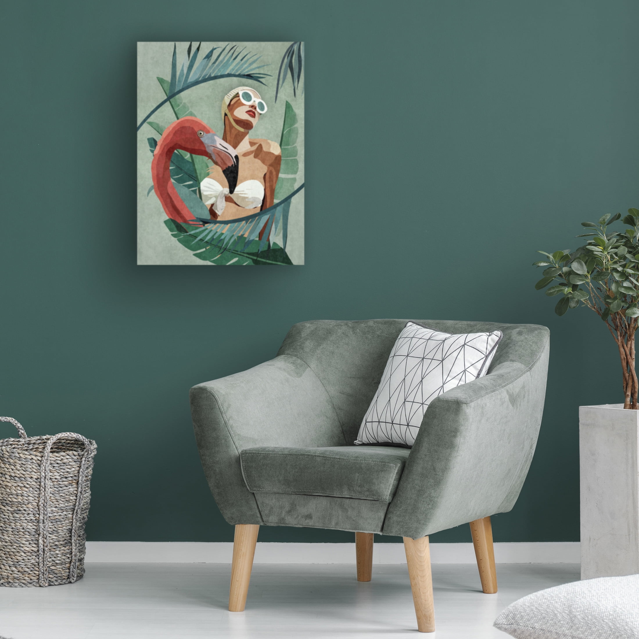 Trademark Fine Art Emel Tunaboylu Flamingo Lady Canvas Wall Art