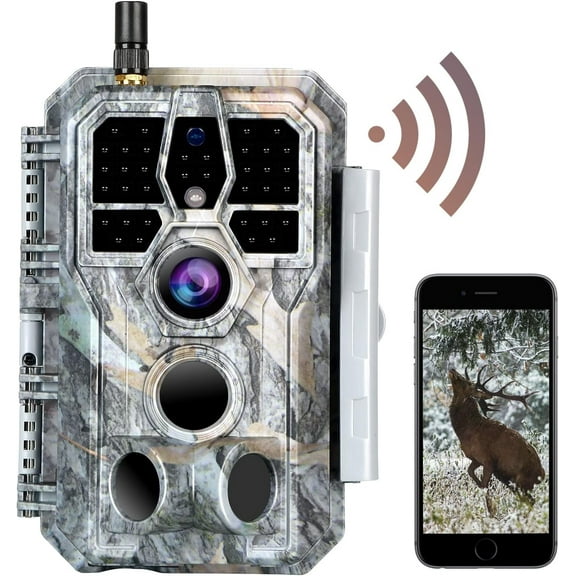 BLAZEVIDEO WiFi Game & Trail Camera 64MP 1296P, Night Vision 0.1s Trigger Time Waterproof IP66 Motion Activated, App Controll Send Picture to Cell Phone for Hunting Wildlife, Home Surveillance