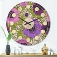 thumbnail image 2 of Designart 'Purple Fantasy Flowers Retro Pattern' Mid-Century Modern Wood Wall Clock, 2 of 5