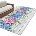 thumbnail image 2 of Area Rug for Living Room, Blue Pink Hydrangea Non-Slip Indoor Large Carpet for Bedroom/Dining Room, Eucalyptus Leaves Wooden Summer Botanical Washable Low-Profile Floor Mat Runner Rugs - 2.7 x 5 Ft, 2 of 7