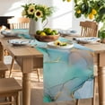 thumbnail image 2 of Table Runner 72 Inches Long for Kitchen Dining, Teal Marble Dresser Scarf Farmhouse, Dining Table Decorations for Wedding/Parties, Abstract Art Modern Geometric Golden 18 x 72 In, 2 of 9
