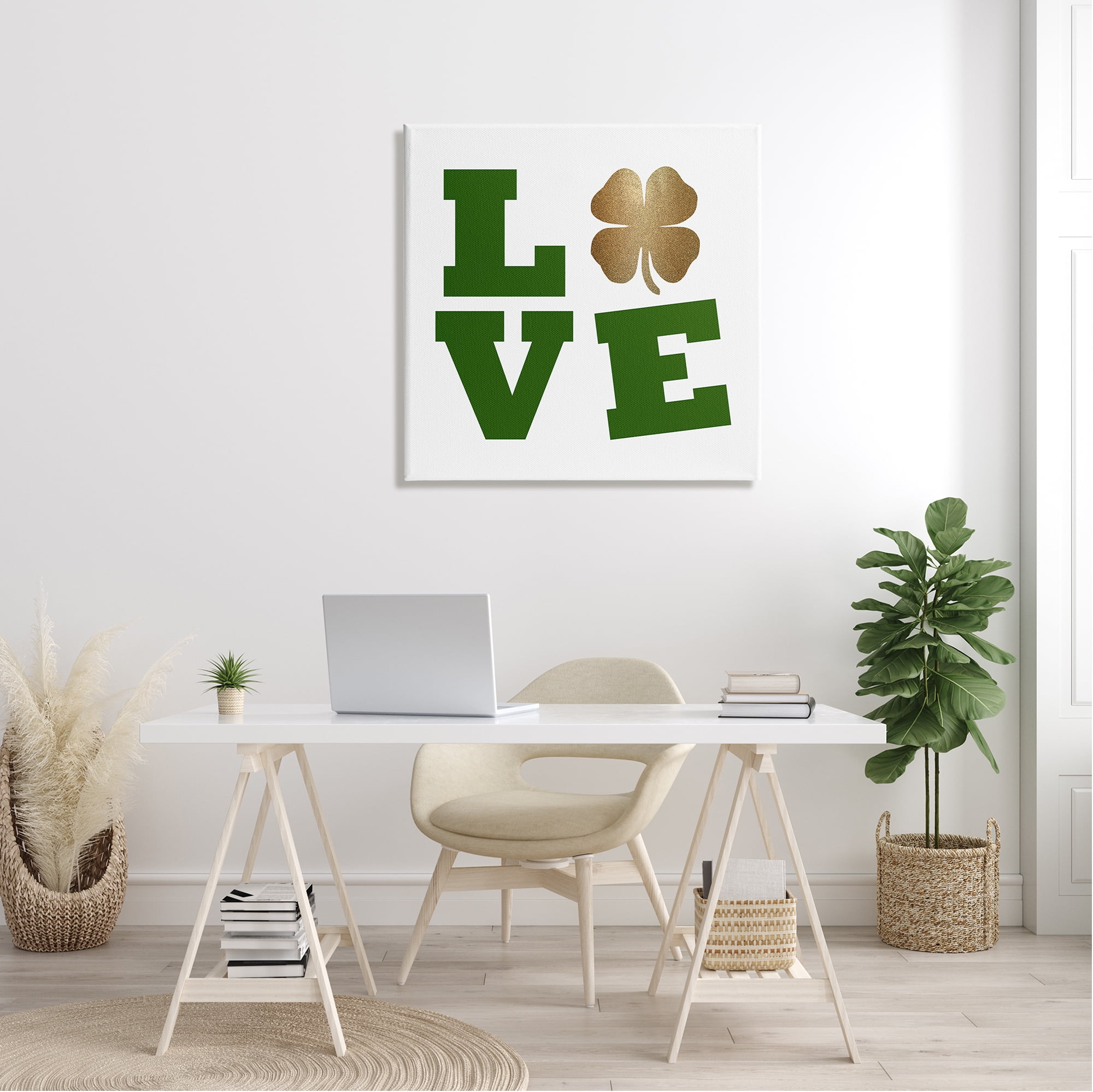 Stupell St Patrick's Day Clover Love Symbol Holiday Painting Gallery Wrapped Canvas Print Wall Art
