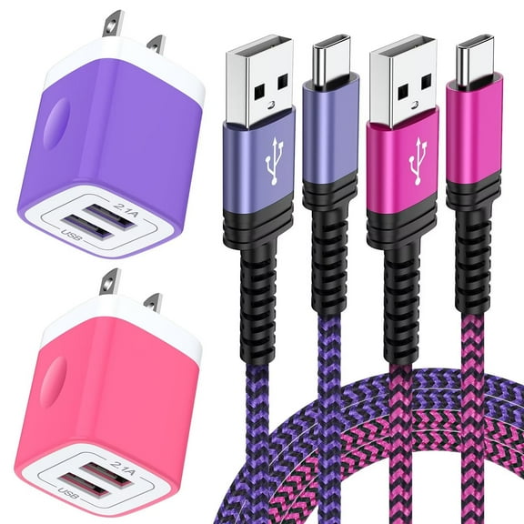 Charging Block,Type C Charger Block Fast Charging 10 Feet HopePow 2PCS 2.1A/5V Dual Usb Wall Charger Block Adapter Plug with 2PCS Charging Cable 10ft USB C Cable High Speed Android Phone Charger Cord