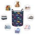 thumbnail image 6 of Balery Dinosaur Flowers Round Laundry Basket with Handles Waterproof Freestanding Laundry Hamper for Clothes Toys in the Dorm and Family-Small, 6 of 8