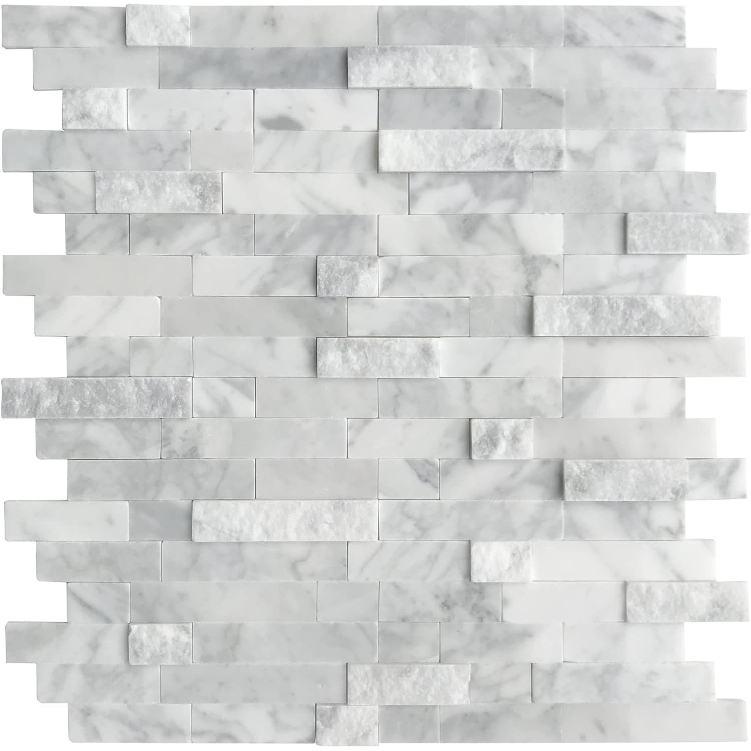 5-Sheet Peel and Stick Mosaic Natural 3D Stone Self Adhesive Marble Tiles, 11.5" x 10.7" Stick on Backsplash for Kitchen Bathroom Fireplace Vanity, Mixed Gray
