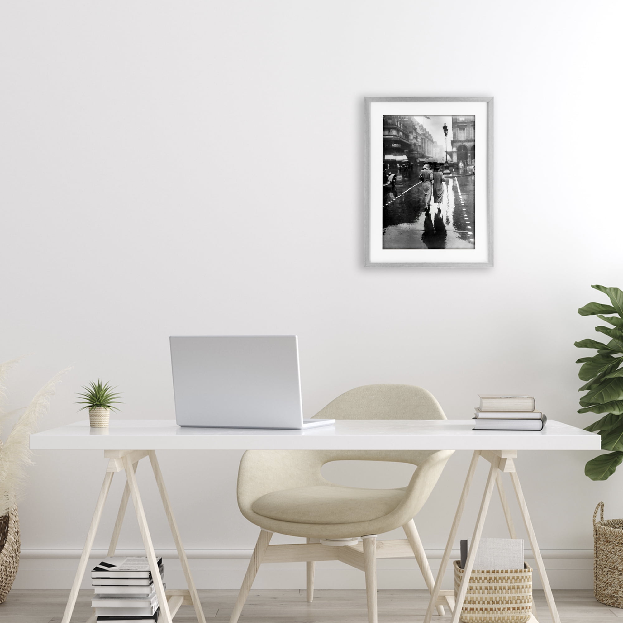 Stupell Industries Paris In The Rain Gray Framed Print Under Glass, design by Vintage Hustle