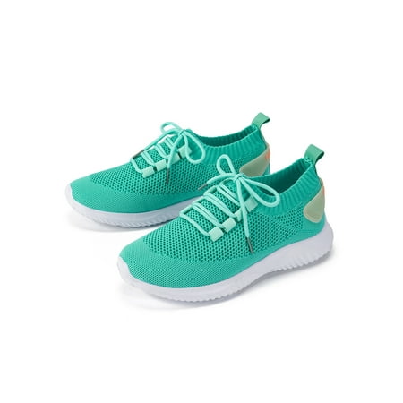 

Zodanni Women Sneakers Mesh Walking Shoes Knit Upper Trainers Running Sock Sneaker Jogging Anti-Slip Lace Up Flats Blue 8.5