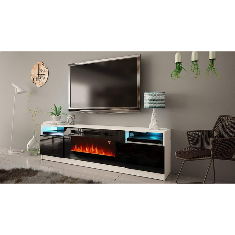 York 02 electric fireplace 2024 modern 79 inch tv stand