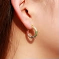thumbnail image 4 of Chic Yellow Gold Pave Green Blue CZ Stone Cute Circle Hoop Earrings for Women, 4 of 9