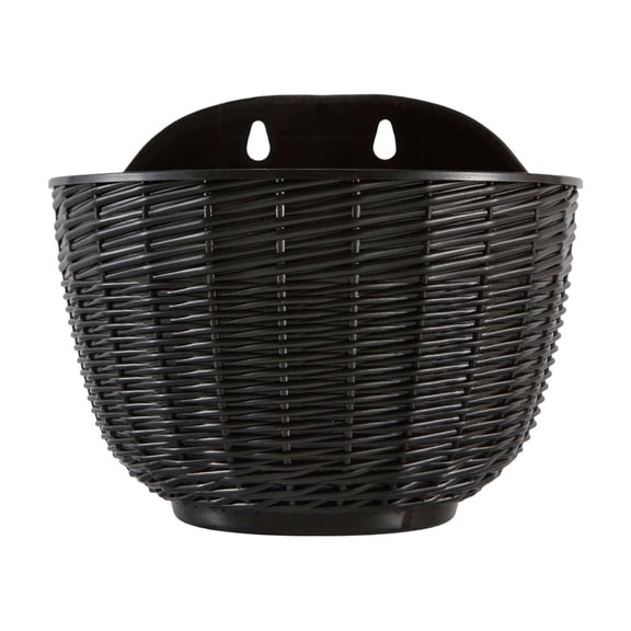 Rattan Texture Half-Round Wall Mounted Plastic Flower Pot - Hanging Planter for Indoor Outdoor Home Decor, Balcony, Wall & Garden Decoration