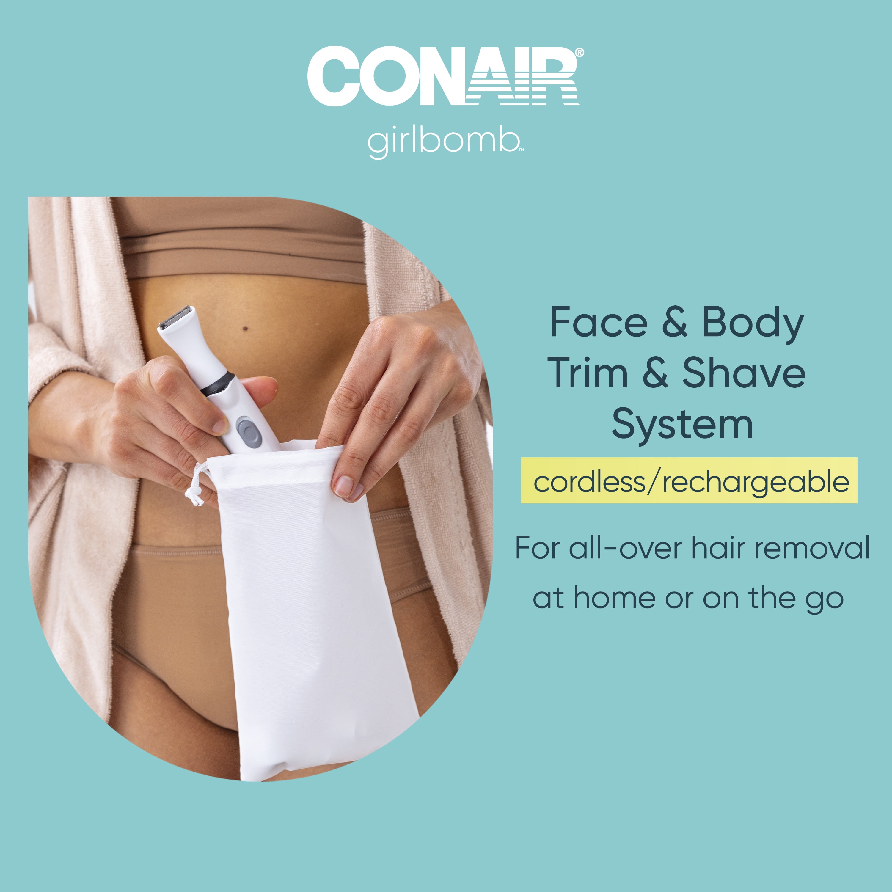 Conair All-in-One Face & Body Trimmer and Shaver Set for Women, Wet/Dry, Rechargeable