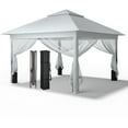 thumbnail image 6 of Outdoor Basic 11 x 11 ft Pop up Patio Gazebo, Portable Canopy Shade Tent with Mosquito Netting/Sandbags,White, 6 of 12