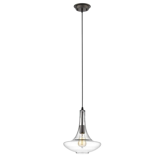 CHLOE Leah Transitional 1 Light Rubbed Bronze Ceiling Mini Pendant 10" Wide