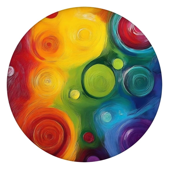 Colorful Tie Dye Circle Swirl Pattern Round Fitted Tablecloth with Elastic Edge,Dining Table Cover Waterproof,Outdoor Round Tablecloth for Camping,Dining,Indoor and Outdoor