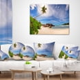 thumbnail image 4 of Designart Beautiful Beach at La Digue Seychelles - Seashore Throw Pillow - 16x16, 4 of 5