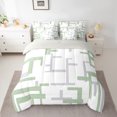 thumbnail image 3 of Manfei Modern Abstract Ombre 7-Piece Twin Bedding Sets, Chic Pale Green Rectangle Plaid Bedding Comforter Set, Teens Adult Female Man Reversible Sheet Sets, Luxury Bedroom Decor, 3 of 8