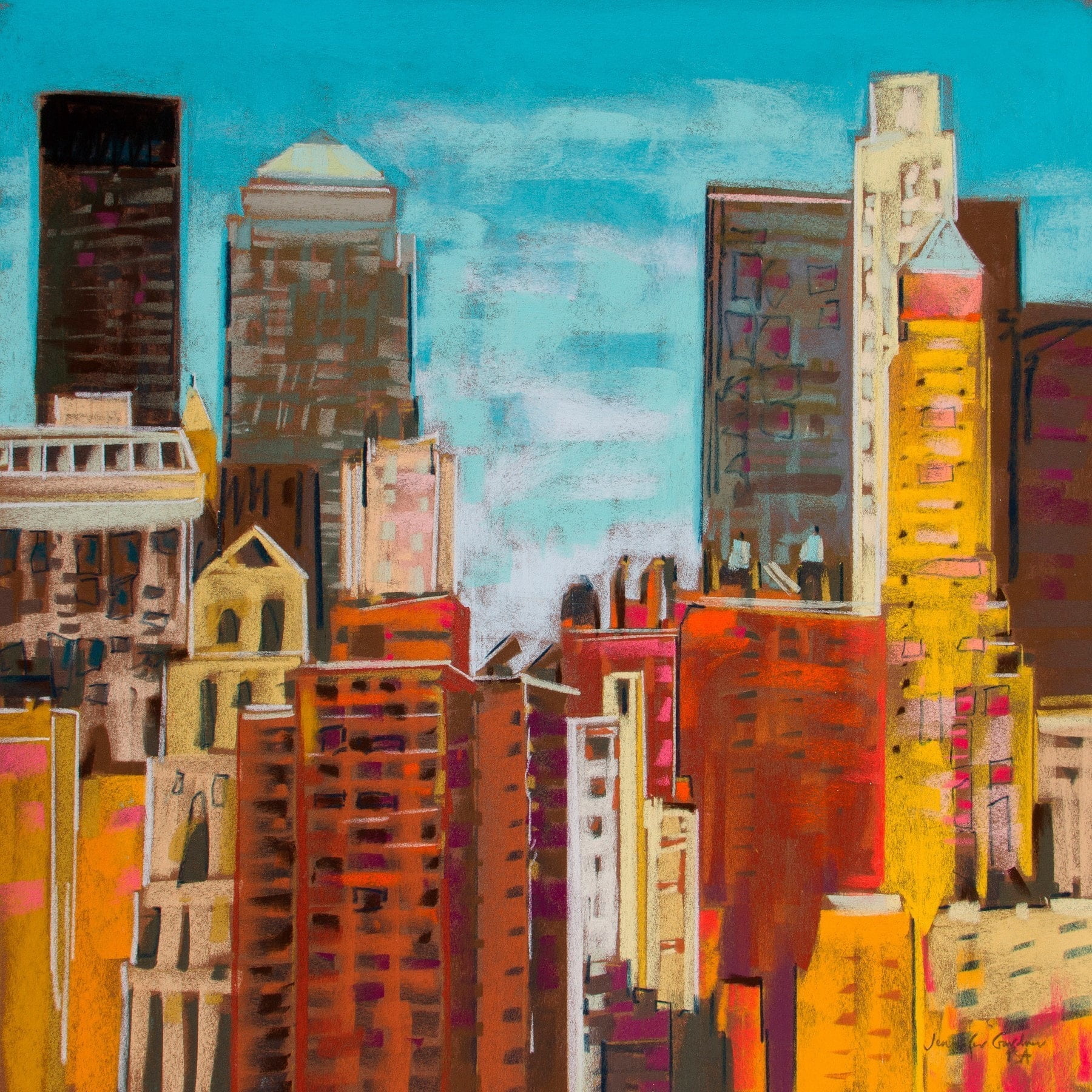 "From Brooklyn Bridge 4" Painting Print on Wrapped Canvas