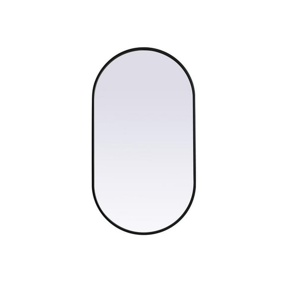Elegant Decor Metal Frame Oval Mirror 20x36 Inch in Black