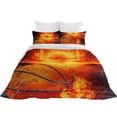 thumbnail image 4 of Home Bed Sets Creative Fire Luxury 3D Basketball Printed Boy Man Duvet Cover Set,California King(98"x104"), 4 of 6