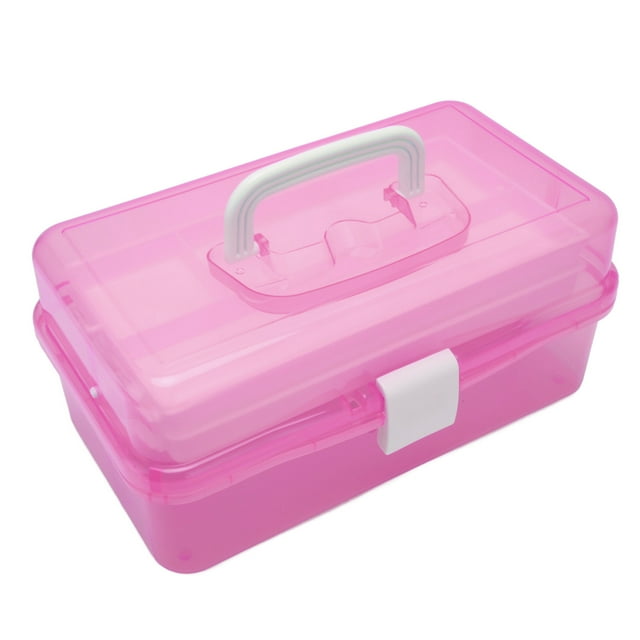 3 Layers Plastic Portable Storage Box, Household Plastic Craft Supply Box with Handle Multipurpose Organizer Box Storage Case for Art Craft and Cosmetic, for Home, School, Office
