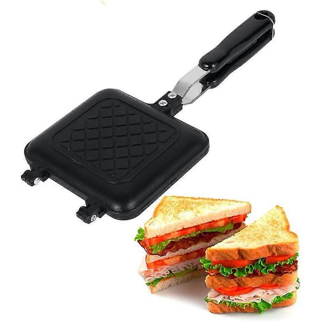 Camping Toaster Non-stick Stovetop Toaster Baking Pan with Heat Resistant Handle, Double-Sided Multi-Function Stovetop Toaster for Family Outdoor Camp
