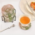thumbnail image 7 of 6 Pcs Drink Coasters with Holder 3.94in Woven Coasters for Drinks Gradient Elegant Floral Coaster Set for Protection Table, 7 of 7