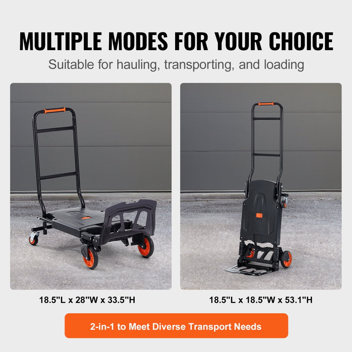 ZHICHUN 2 in 1 Convertible Aluminum Hand Truck 300 lbs Heavy Duty Folding Dolly with 360 °   Brake Rubber Wheels for Home Warehouse Moving